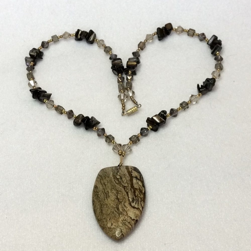 FINAL SALE PRICE Lia Rosa Designs Handmade Necklace in Brown & Gold